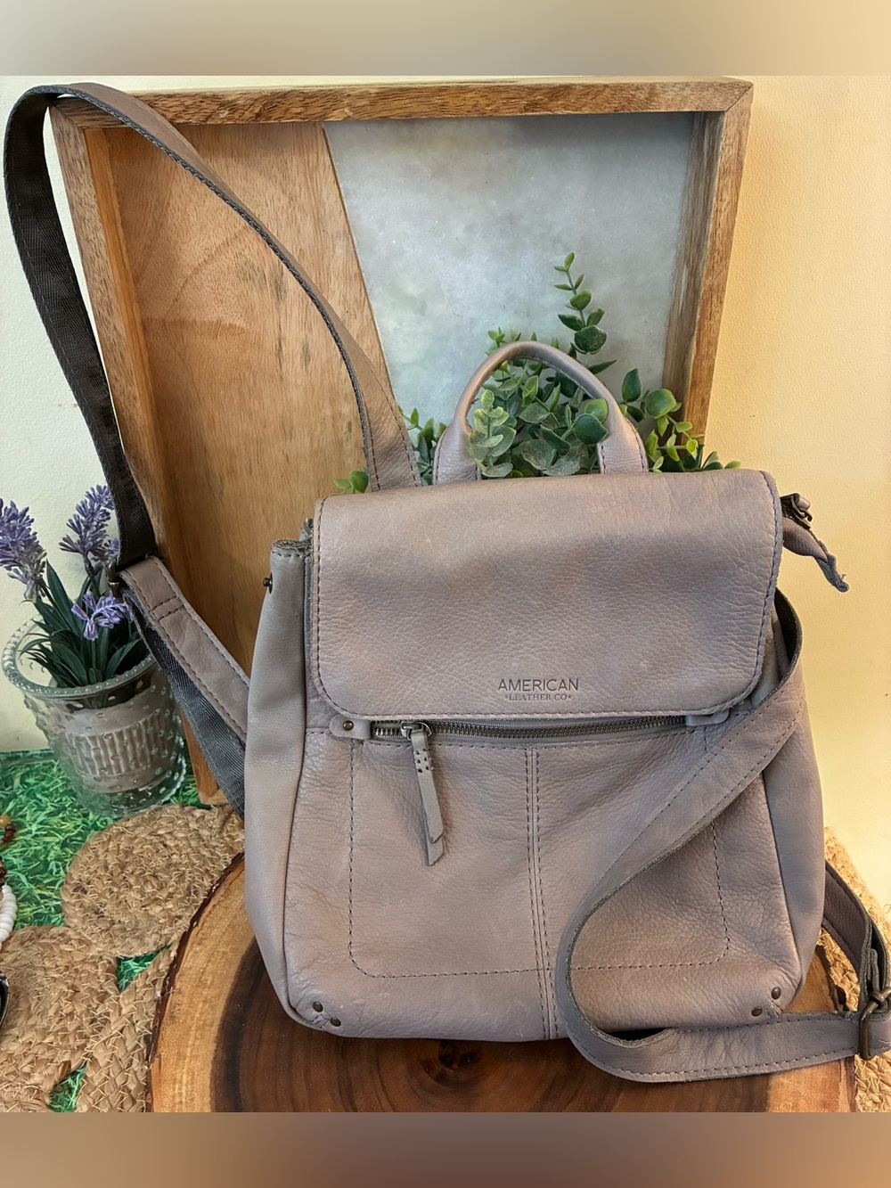 American Leather Gray Cleveland Convertible Backpack Purse